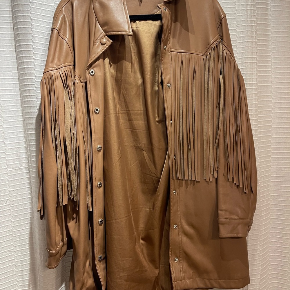 Nasty Gal Tan Fringe Jacket